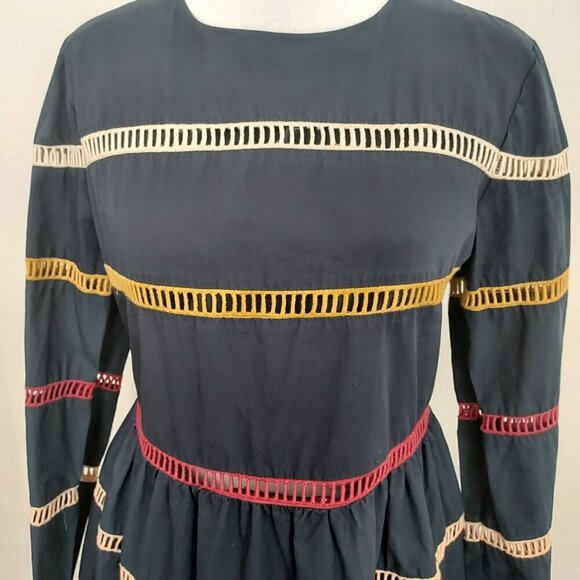 English Factory A-Line Multicolor Striped Navy Mini Dress Size Small - Picture 2 of 8